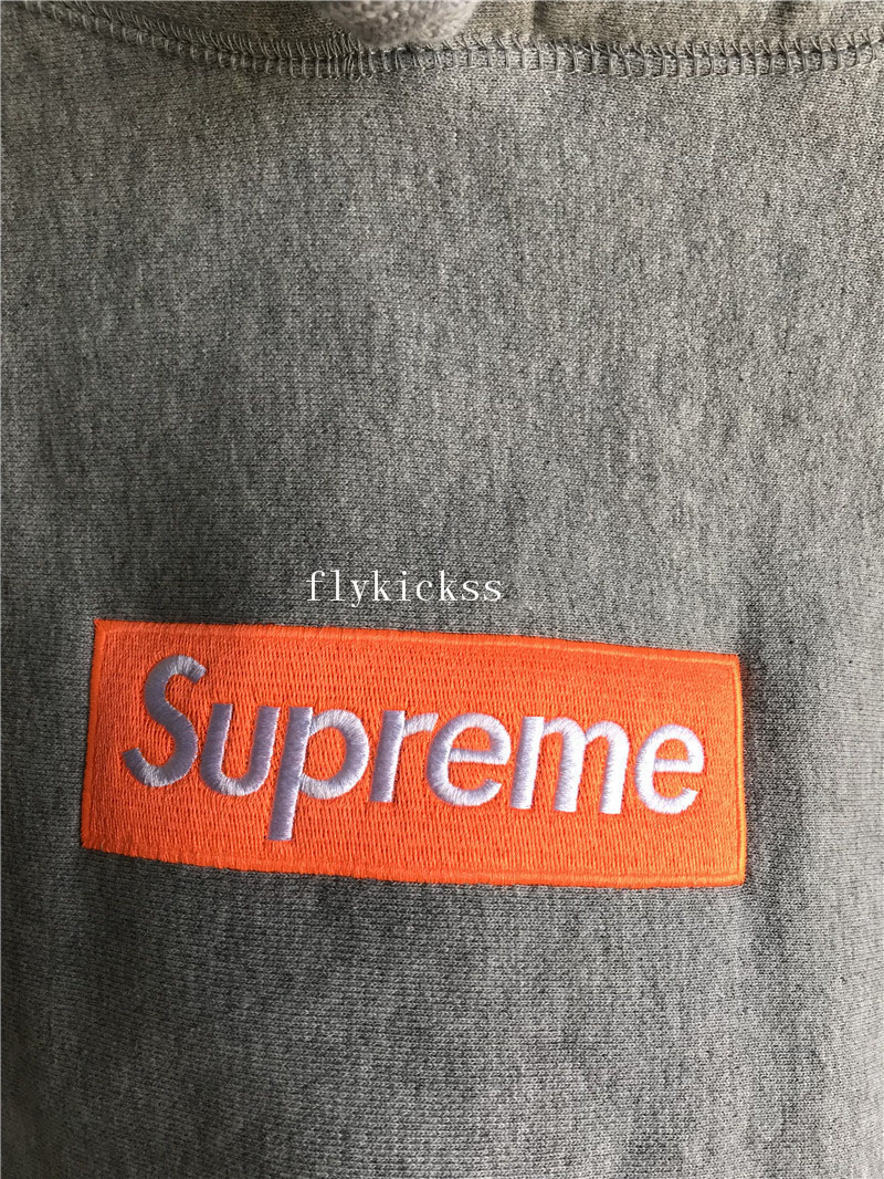 Supreme Grey Hoodie With Orange Box Logo